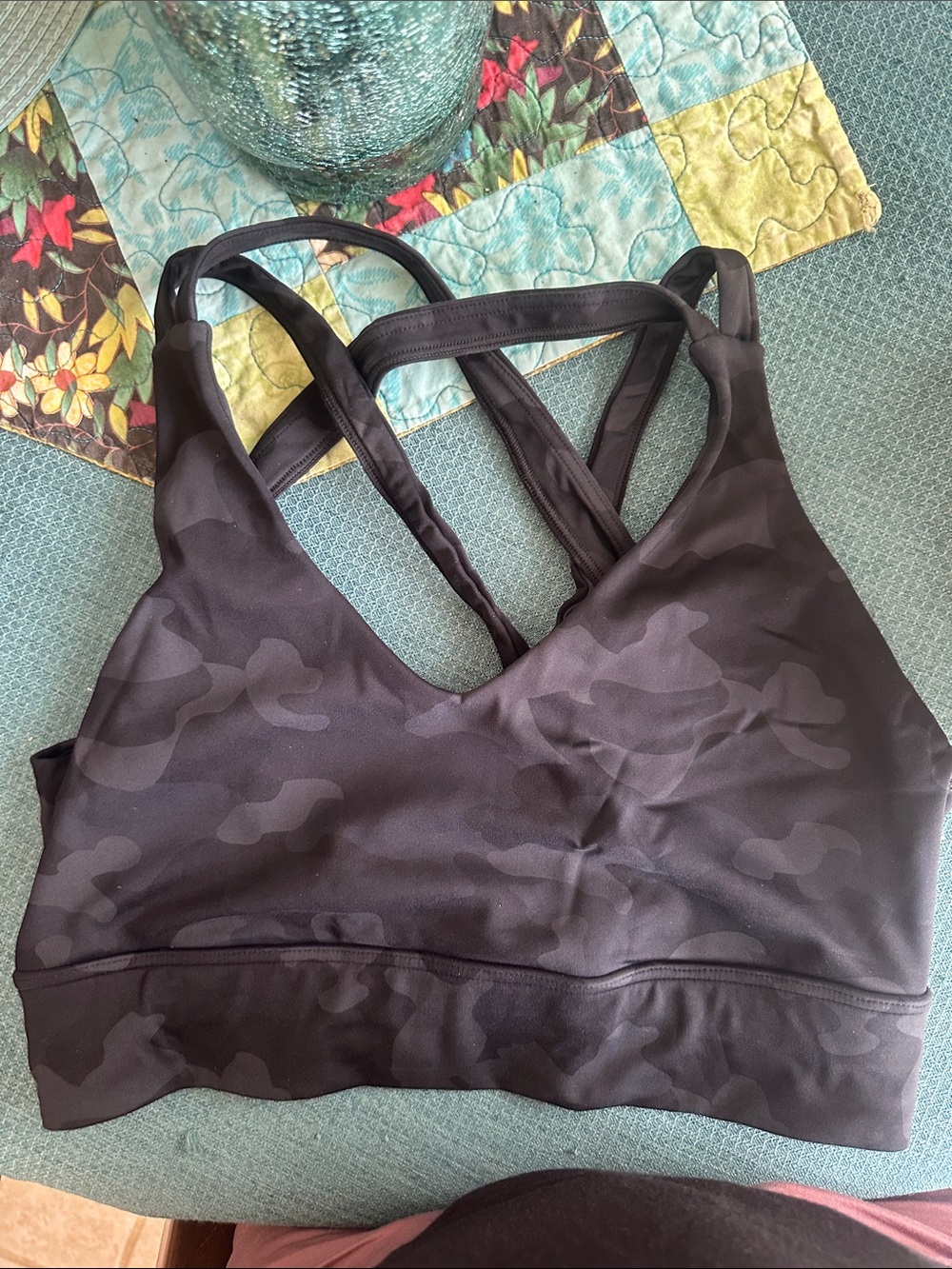 SkirtSports Black Camouflage Strappy Sports Bra
